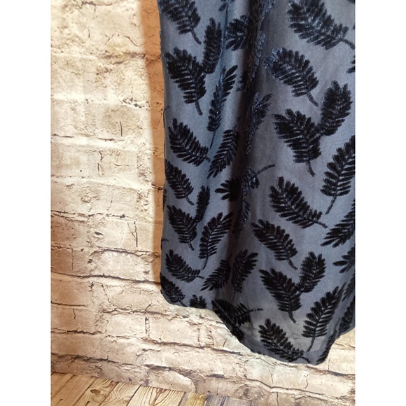 Lily Rain Halter Dress Women Medium Grey Velvet Leaf Print Lace Up Dark Romantic - Picture 6 of 13